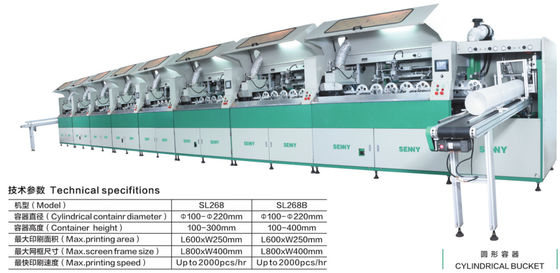 600 * 250mm 2000pcs / Hr Máy in màn hình đa màu cho xô hình trụ